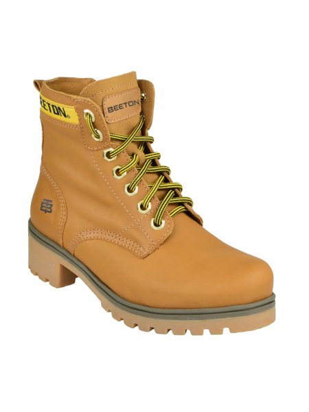 Bota Coturno Couro Beeton Feminina Cat Ranee 005 Solado de Borracha - ziper - cano médio