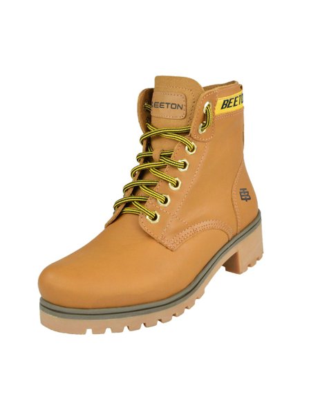 Bota Coturno Couro Beeton Feminina Cat Ranee 005 Solado de Borracha - ziper - cano médio