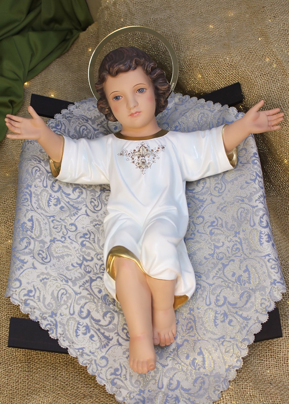 Menino Jesus Tradicional 46 cm com manjedoura | Loja Artesanato Costa