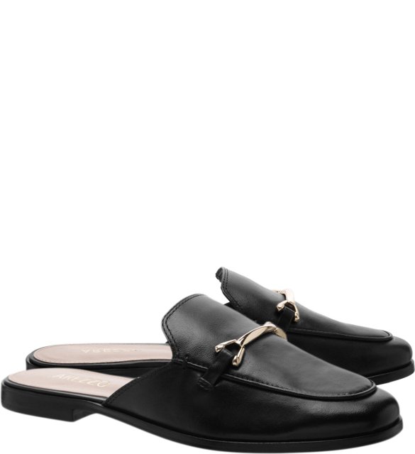 Mule Arezzo A1043500870003 Mocassim Couro Preto Feminino Passo a