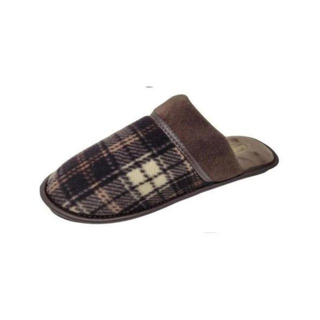 Chinelo Leffa 788 Pantufa Xadrez Café Masculino | Passo a Passo Calçados