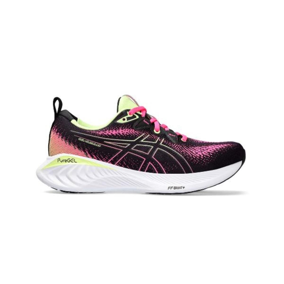 Tenis ASICS GEL Cumulus 25 Feminino Preto e Rosa Passo a Passo Calcados