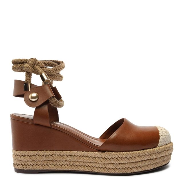 Espadrille Arezzo a0277700970001 Couro Anabela Conhaque Feminino