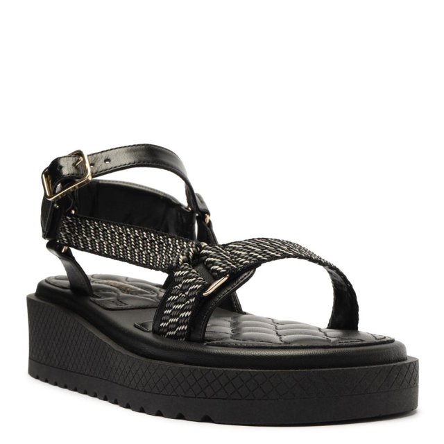 Sand lia Arezzo A1243400040004 Papete Preto Feminino Passo a