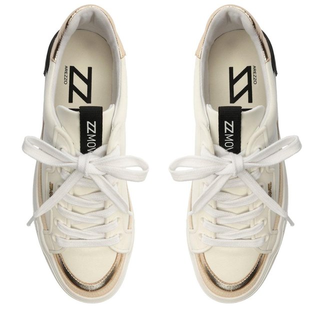 Tenis arezzo store branco com dourado