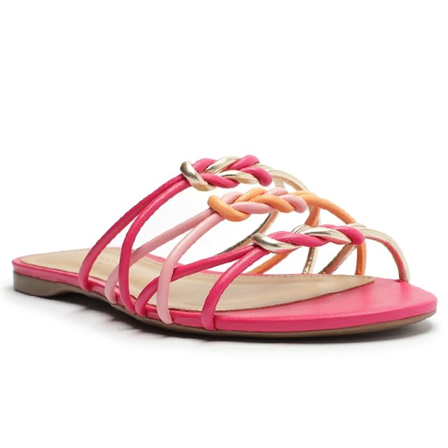 Sand lia Arezzo A0448507030001 Rasteira Rosa Feminino Passo a