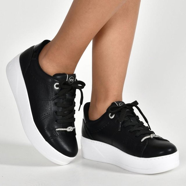 Tênis Feminino Casual Flatform Preto Via Marte