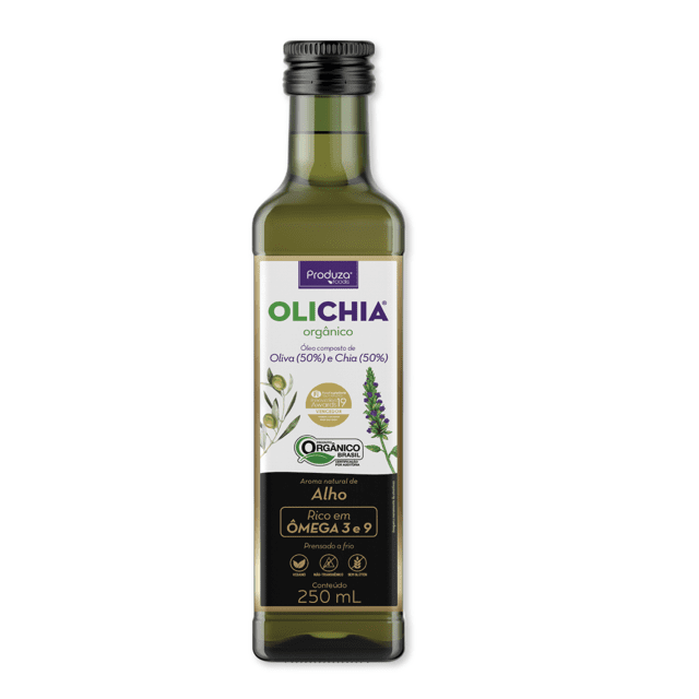 Olichia Orgânico Alho - Azeite Orgânico Premium de Chia e Oliva sabor Alho 250ml
